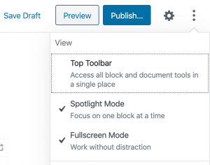 Three modes in gutenberg