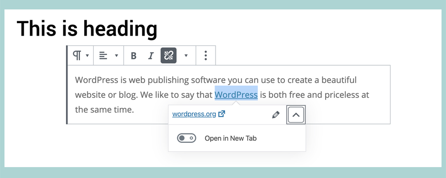 link paste in Gutenberg