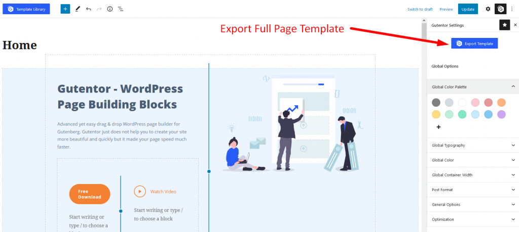 Block Template Export ( Whole Page Export ) - Documentation